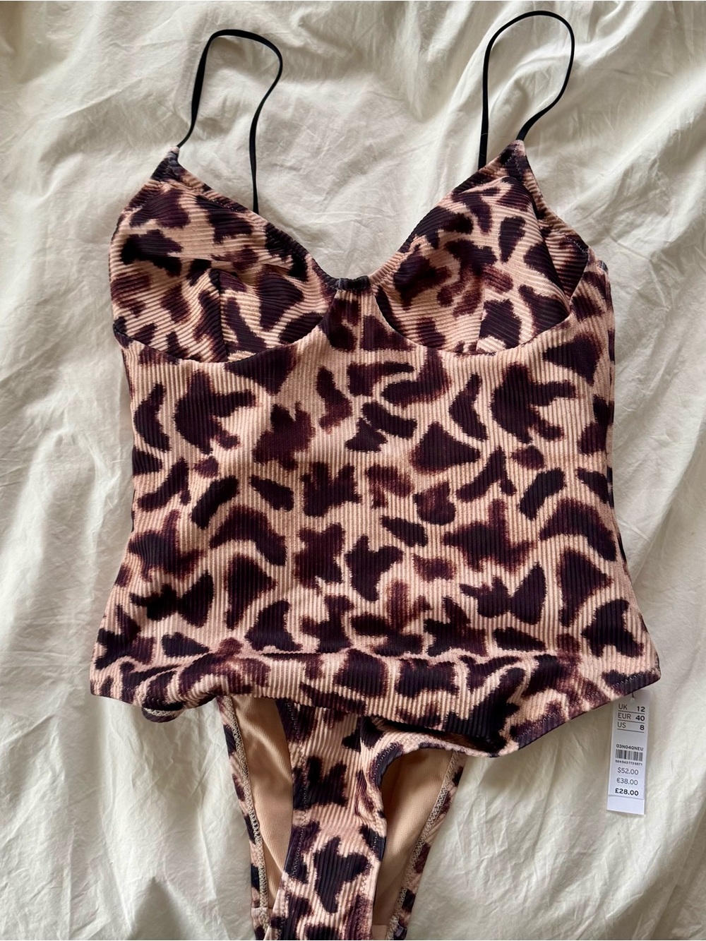Topshop Giraffe Print Ribbed One-Piece Swimsuit